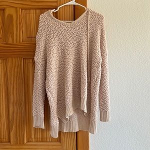 Blush pink sweater pullover with hood